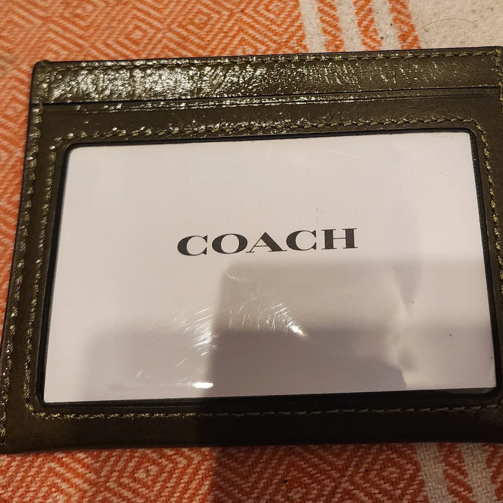 Coach Dark Green Leather Card Holder NWT - Picture 3 of 9